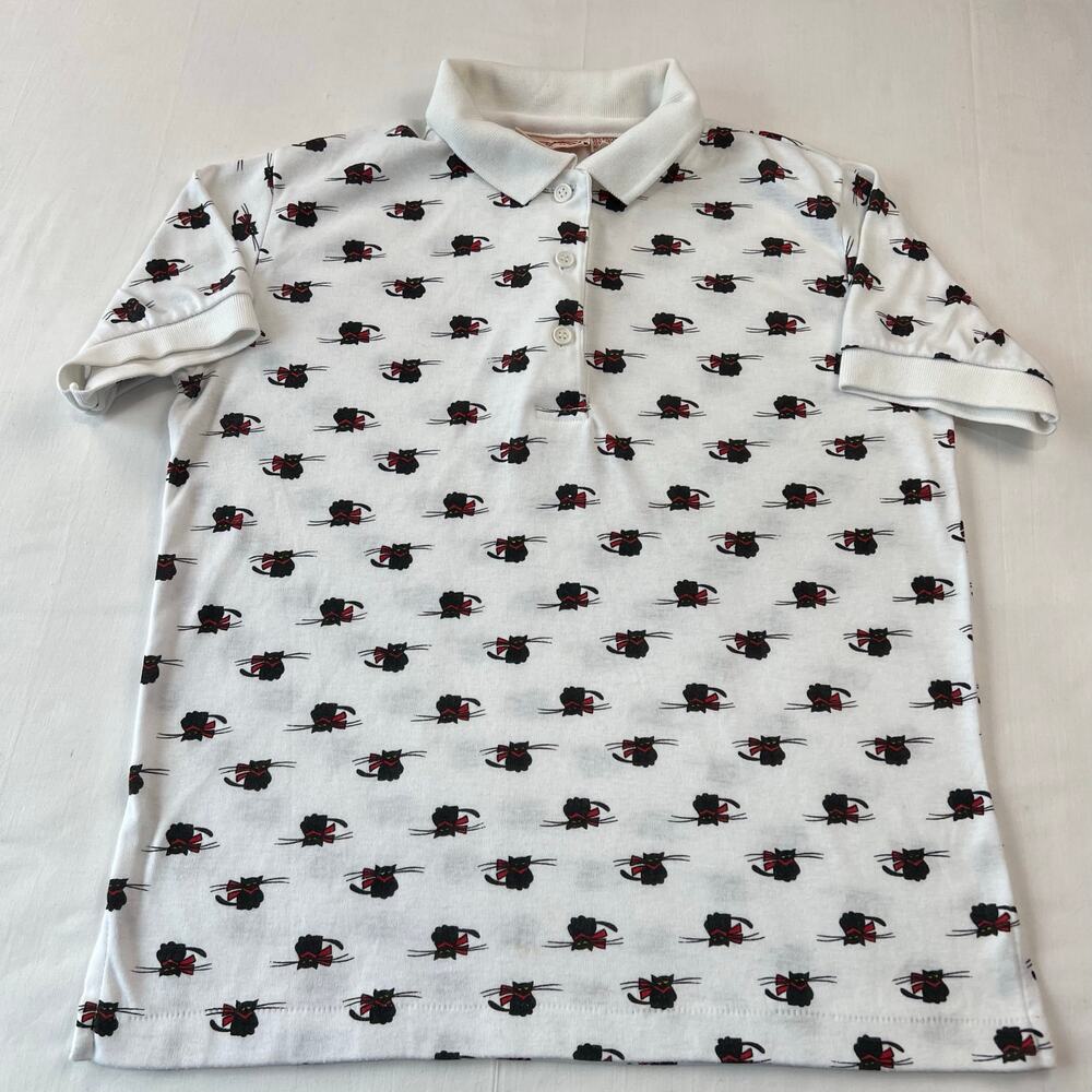 Cutty Rock Vintage Black Car Kitten Polo shirt women’s size medium 1980's